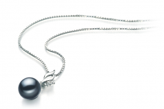 7-8mm di Perle Acqua Dolce Pendente en Zalina Nero