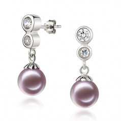 7-8mm di Perle Acqua Dolce Orecchini en Ragazzina Lavanda
