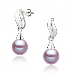 7-8mm di Perle Acqua Dolce Orecchini en Edith Lavanda