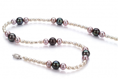 3-8mm di Perle Acqua Dolce Collana en Ida Multicolore