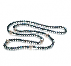 6-11mm di Perle Acqua Dolce Collana en Chloe Nero