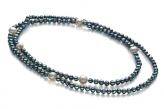 6-11mm di Perle Acqua Dolce Collana en Chloe Nero