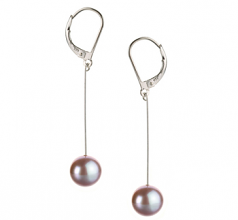 8-9mm di Perle Acqua Dolce Orecchini en Amy Lavanda