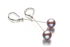 8-9mm di Perle Acqua Dolce Orecchini en Amy Lavanda