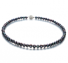 6-7mm di Perle Acqua Dolce Collana en Beatitudine Nero