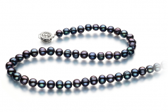 6-7mm di Perle Acqua Dolce Collana en Beatitudine Nero