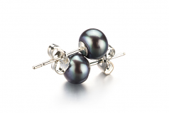 6-7mm di Perle Acqua Dolce Orecchini en Nero