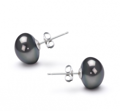 9-10mm di Perle Acqua Dolce Orecchini en Nero