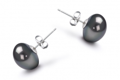 9-10mm di Perle Acqua Dolce Orecchini en Nero