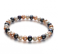 6-7mm di Perle Acqua Dolce Bracciale en Beatitudine Multicolore