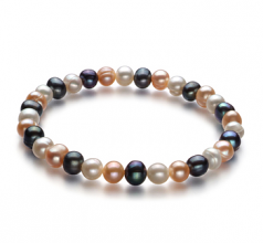 6-7mm A Quality di Perle Acqua Dolce Bracciale in Beatitudine Multicolore