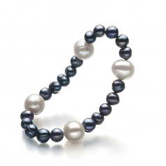 6-11mm di Perle Acqua Dolce Bracciale en Irina Nero