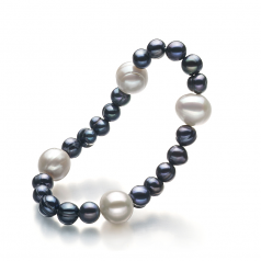 6-11mm A Quality di Perle Acqua Dolce Bracciale in Irina Nero