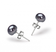 6-7mm di Perle Acqua Dolce Orecchini en Nero