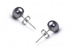 6-7mm di Perle Acqua Dolce Orecchini en Nero