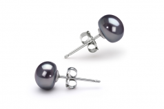6-7mm di Perle Acqua Dolce Orecchini en Nero