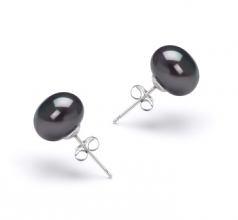 7-8mm di Perle Acqua Dolce Orecchini en Nero