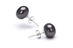 7-8mm di Perle Acqua Dolce Orecchini en Nero