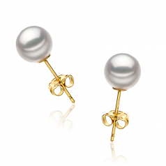 6.5-7mm Akoya Giapponese Orecchini en Hanadama Bianco