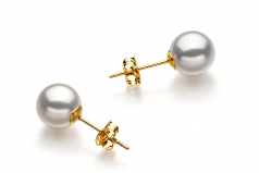 7.5-8mm Akoya Giapponese Orecchini en Hanadama Bianco