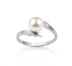 6-7mm Akoya Giapponese Anello en Daronia Bianco
