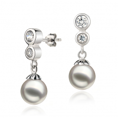7-8mm Akoya Giapponese Orecchini en Ragazzina Bianco