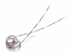 9-10mm di Perle Acqua Dolce Pendente en Katie Cuore Lavanda
