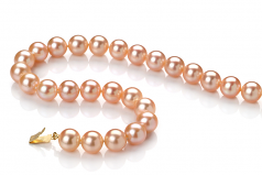 8.5-9mm di Perle Acqua Dolce Collana en Rosa