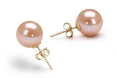9-10mm di Perle Acqua Dolce Orecchini en Rosa