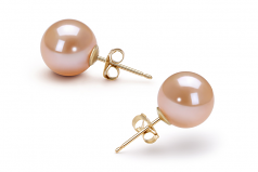 9-10mm di Perle Acqua Dolce Orecchini en Rosa