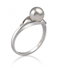 6-7mm Akoya Giapponese Anello en Tanya Bianco