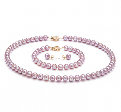 6-6.5mm di Perle Acqua Dolce Parure en Lavanda