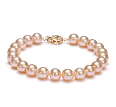 7-8mm di Perle Acqua Dolce Bracciale en Rosa