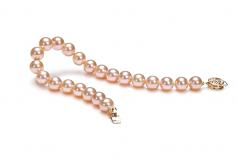 7-8mm di Perle Acqua Dolce Bracciale en Rosa