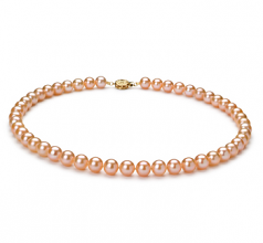 7-8mm di Perle Acqua Dolce Collana en Rosa