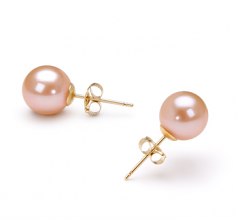 7-8mm di Perle Acqua Dolce Orecchini en Rosa
