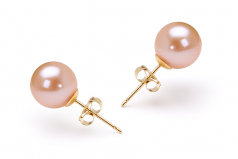 7-8mm di Perle Acqua Dolce Orecchini en Rosa