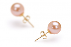 7-8mm di Perle Acqua Dolce Orecchini en Rosa