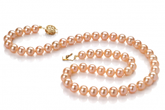 6-6.5mm di Perle Acqua Dolce Collana en Rosa