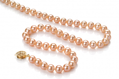 6-6.5mm di Perle Acqua Dolce Collana en Rosa