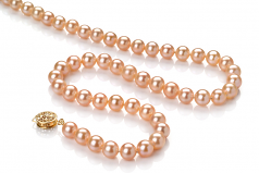 6-6.5mm AAAA Quality di Perle Acqua Dolce Collana in Rosa