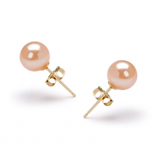 6-7mm di Perle Acqua Dolce Orecchini en Rosa