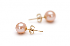 6-7mm di Perle Acqua Dolce Orecchini en Rosa