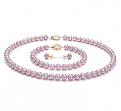 6-6.5mm di Perle Acqua Dolce Parure en Lavanda
