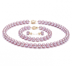 7.5-8mm di Perle Acqua Dolce Parure en Lavanda