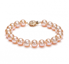 8.5-9.5mm di Perle Acqua Dolce Bracciale en Rosa