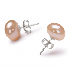 9-10mm di Perle Acqua Dolce Orecchini en Rosa