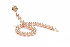 6-7mm di Perle Acqua Dolce Bracciale en Rosa