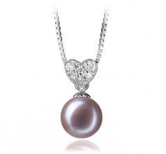 7-8mm di Perle Acqua Dolce Pendente en Festoso Lavanda