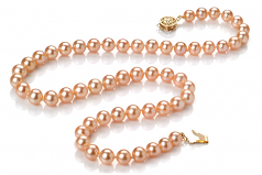 6-7mm di Perle Acqua Dolce Collana en Rosa
